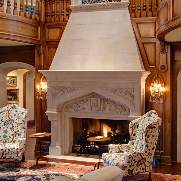 Limestone mantles are known for their earthy tones and distinctive veining