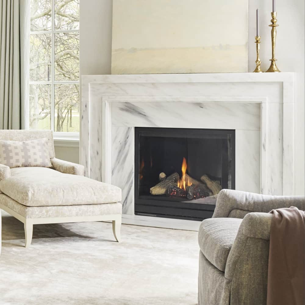 Marble, a popular choice for fireplace mantles