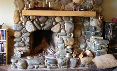 River rock fireplace mantles