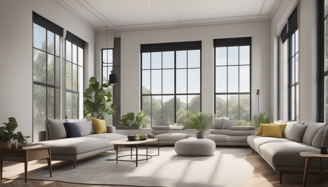 A clean, modern window trim with crisp corners and smooth edges, adding a touch of elegance and freshness to the overall ambiance of the home