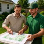 Detailed plan for sprinkler system installation in a residential yard